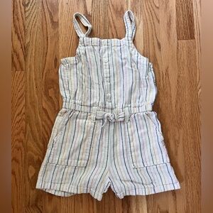 Old Navy Kids Striped Cotton Romper - Cream Multicolor Sz 6/7